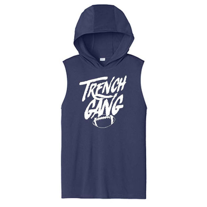 TRENCH GANG (White) - Hooded Muscle Tee