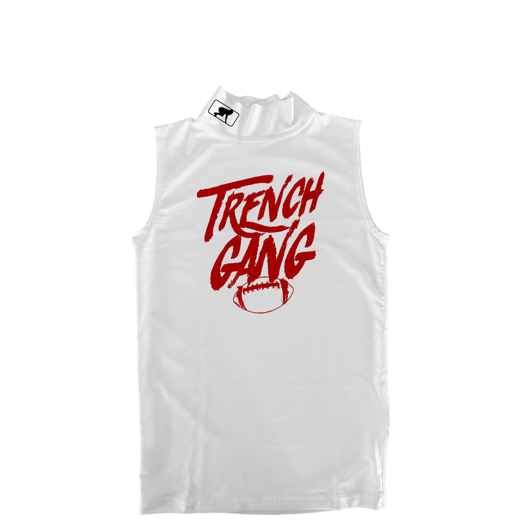 TRENCH GANG (Red) - Mock Neck Sleeveless Compression Top