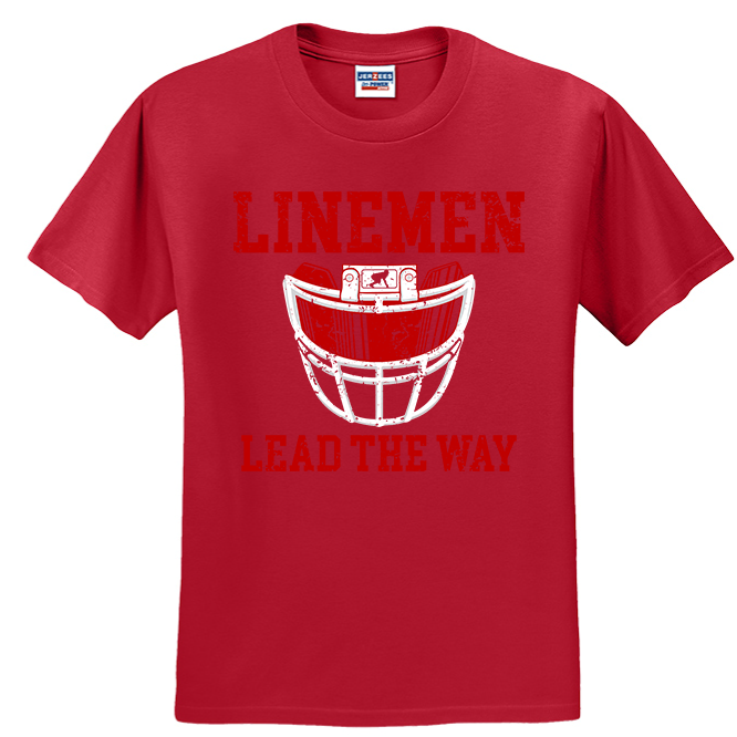 LINEMEN LEAD THE WAY (Red) - T-Shirt