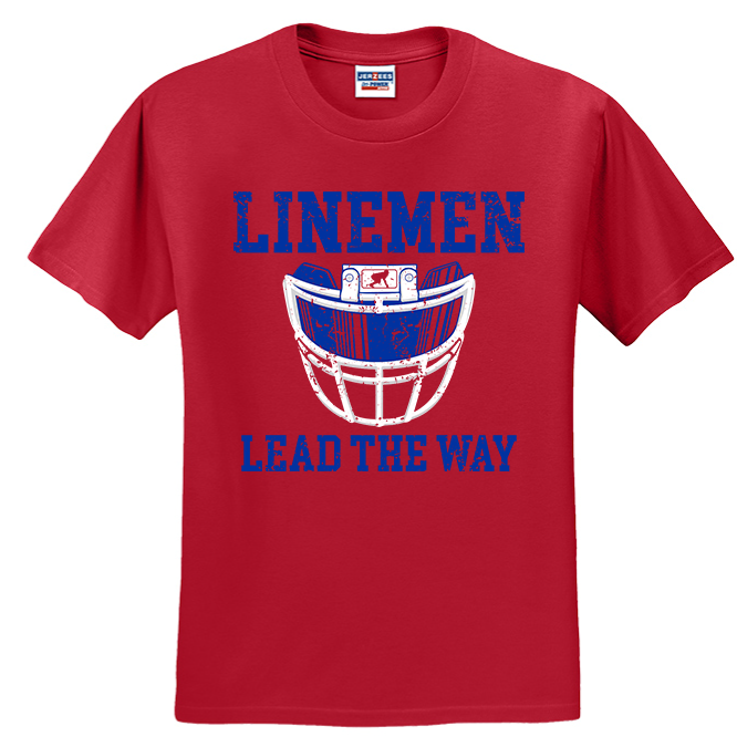 LINEMEN LEAD THE WAY (Royal) - T-Shirt