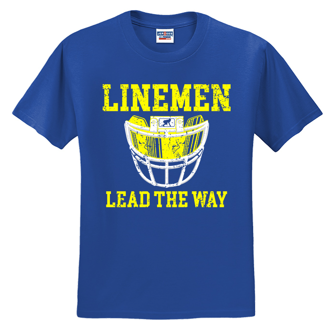 LINEMEN LEAD THE WAY (Royal) - T-Shirt