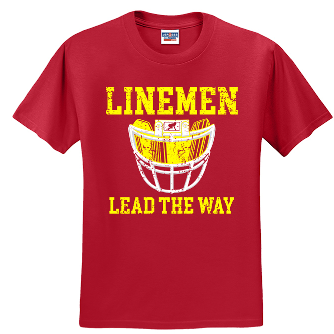 LINEMEN LEAD THE WAY (Red) - T-Shirt