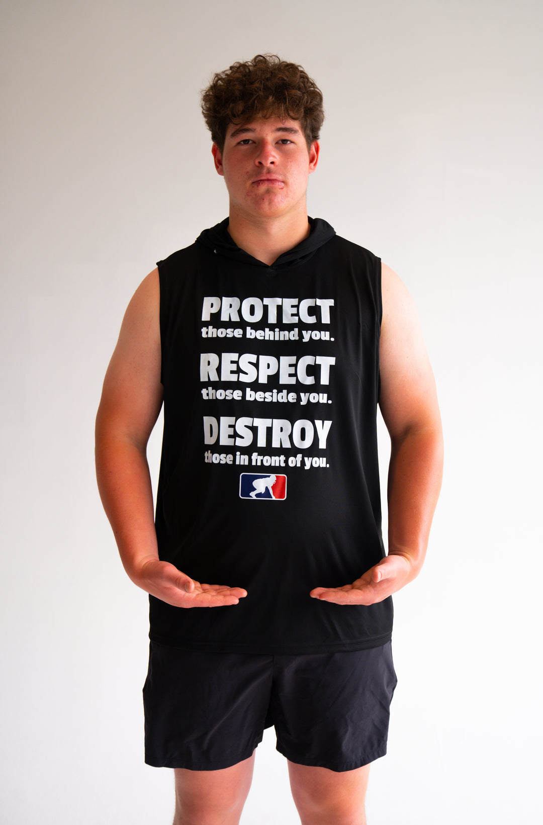 PROTECT RESPECT DESTROY - Hooded Muscle Tee