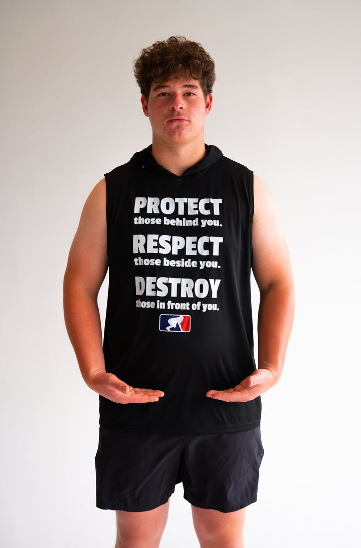 PROTECT RESPECT DESTROY - Hooded Muscle Tee