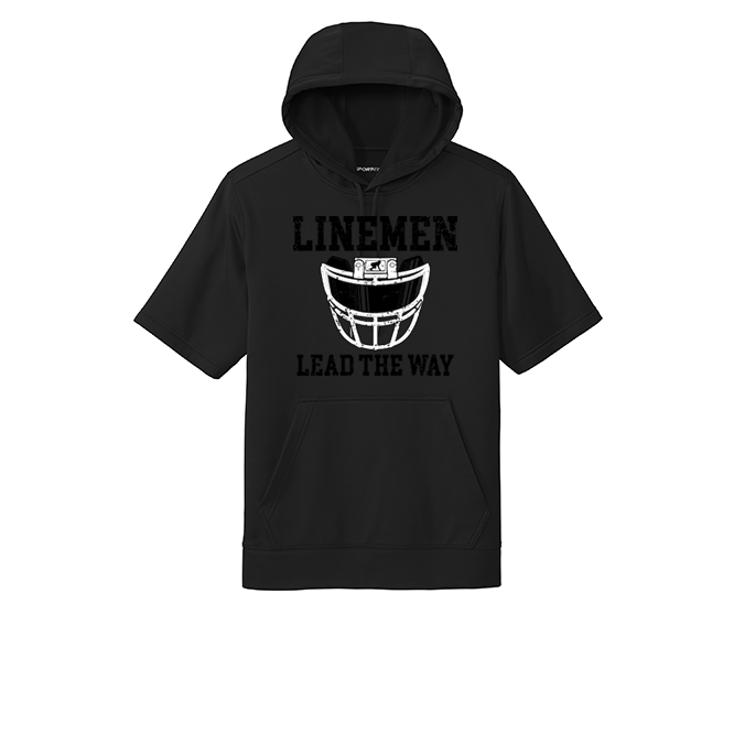 LINEMEN LEAD THE WAY (Black) - Short Sleeve Hoodie