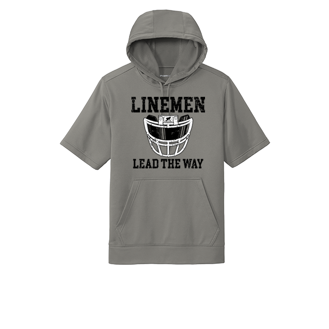 LINEMEN LEAD THE WAY (Black) - Short Sleeve Hoodie