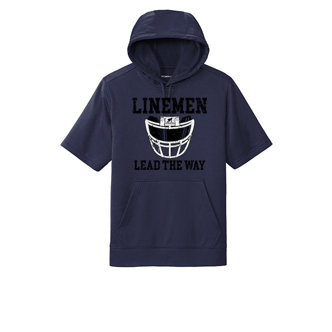 LINEMEN LEAD THE WAY (Black) - Short Sleeve Hoodie