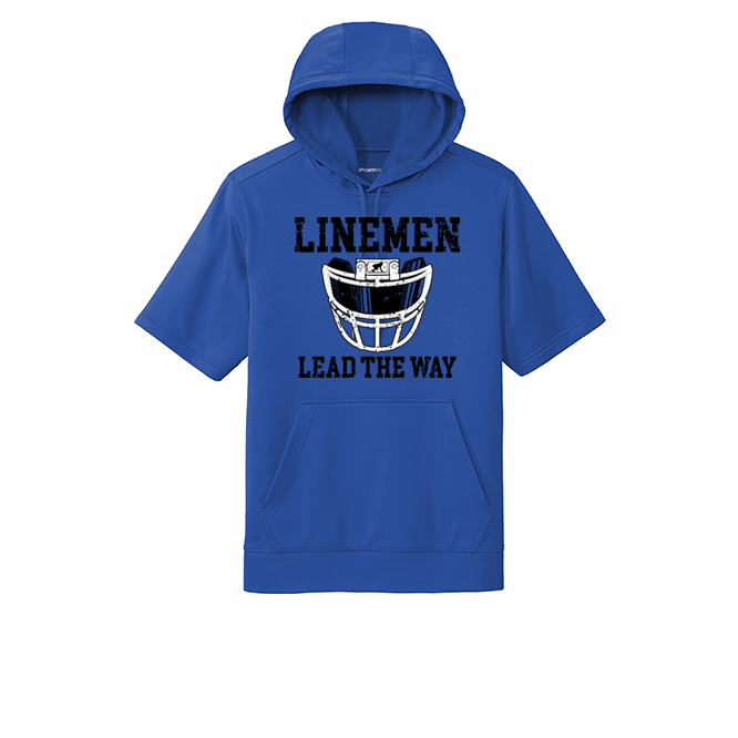 LINEMEN LEAD THE WAY (Black) - Short Sleeve Hoodie