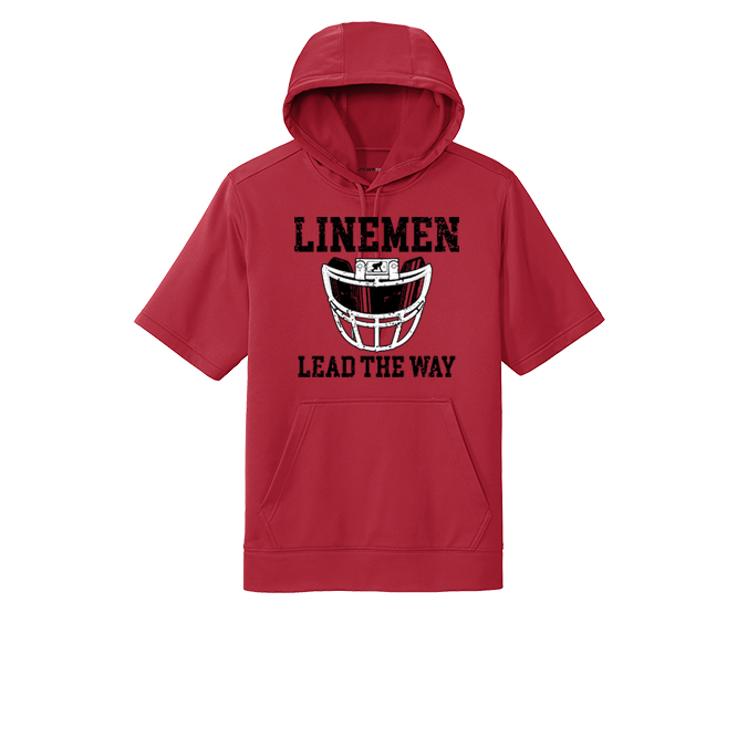 LINEMEN LEAD THE WAY (Black) - Short Sleeve Hoodie