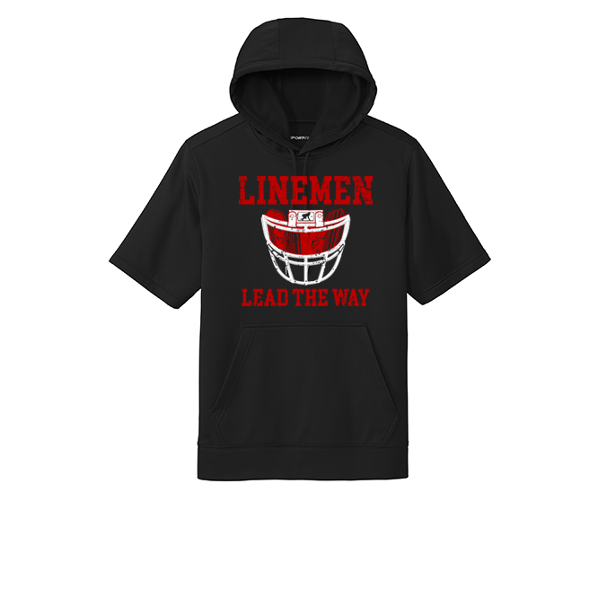 LINEMEN LEAD THE WAY (Red) - Short Sleeve Hoodie