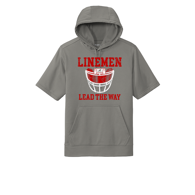 LINEMEN LEAD THE WAY (Red) - Short Sleeve Hoodie