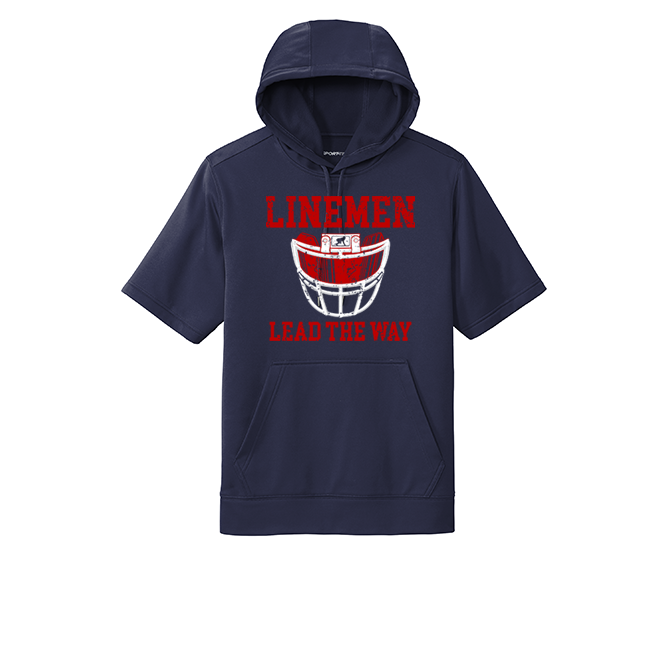 LINEMEN LEAD THE WAY (Red) - Short Sleeve Hoodie