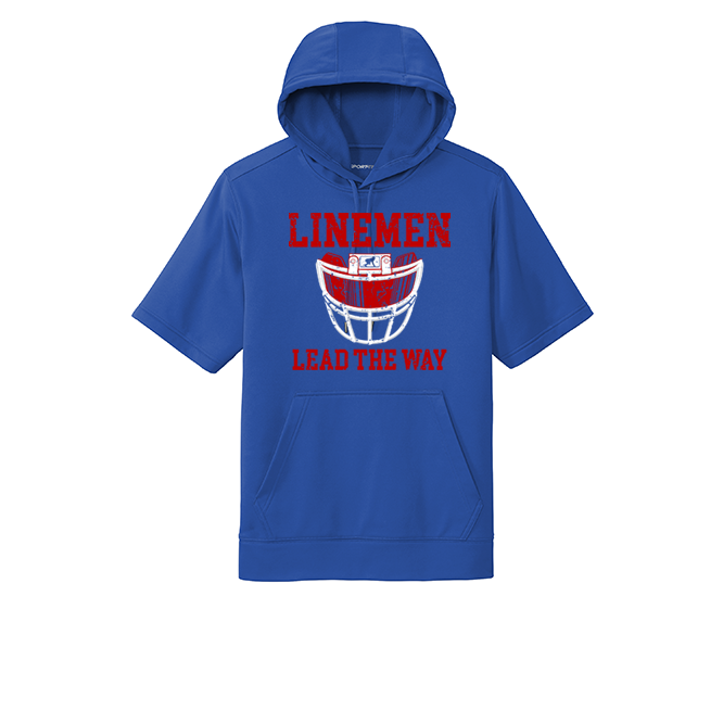 LINEMEN LEAD THE WAY (Red) - Short Sleeve Hoodie