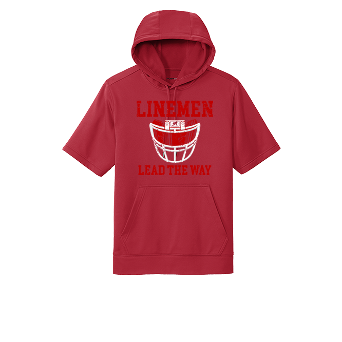 LINEMEN LEAD THE WAY (Red) - Short Sleeve Hoodie