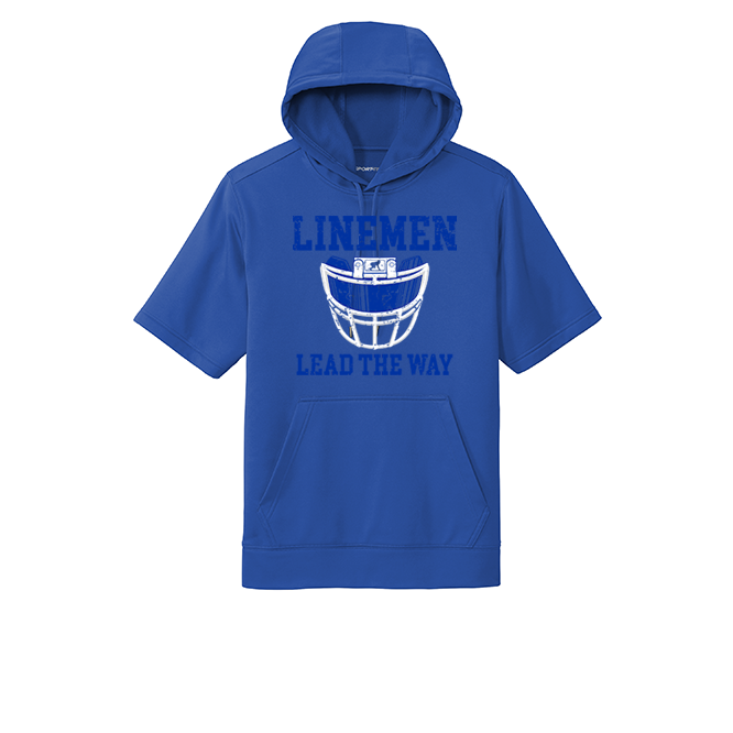 LINEMEN LEAD THE WAY (Royal) - Short Sleeve Hoodie