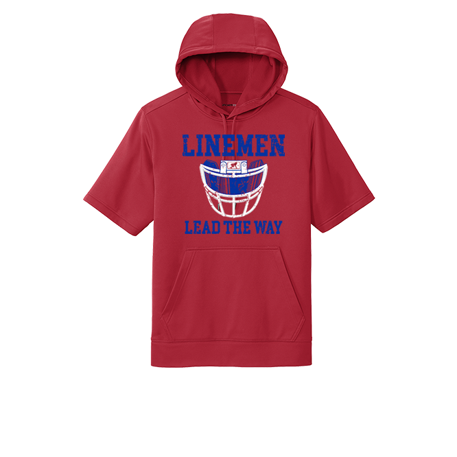 LINEMEN LEAD THE WAY (Royal) - Short Sleeve Hoodie