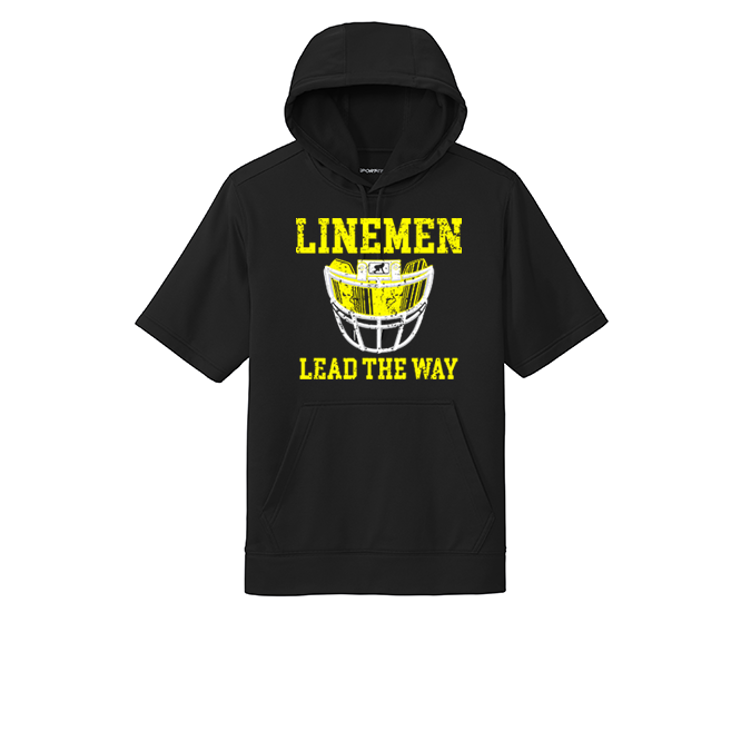 LINEMEN LEAD THE WAY (Black) - Short Sleeve Hoodie