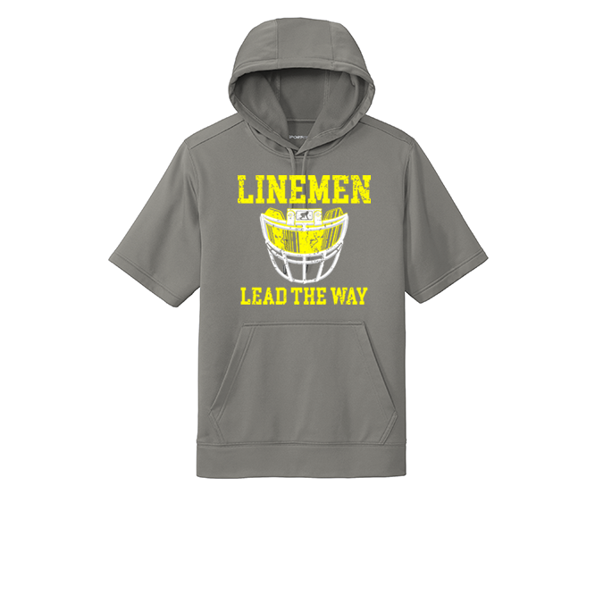 LINEMEN LEAD THE WAY (Black) - Short Sleeve Hoodie