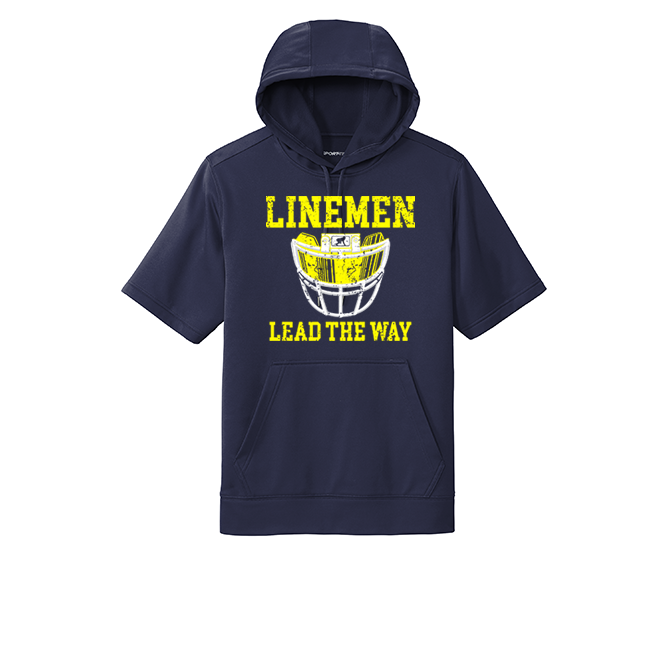 LINEMEN LEAD THE WAY (Red) - Short Sleeve Hoodie