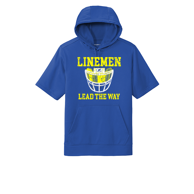 LINEMEN LEAD THE WAY (Black) - Short Sleeve Hoodie