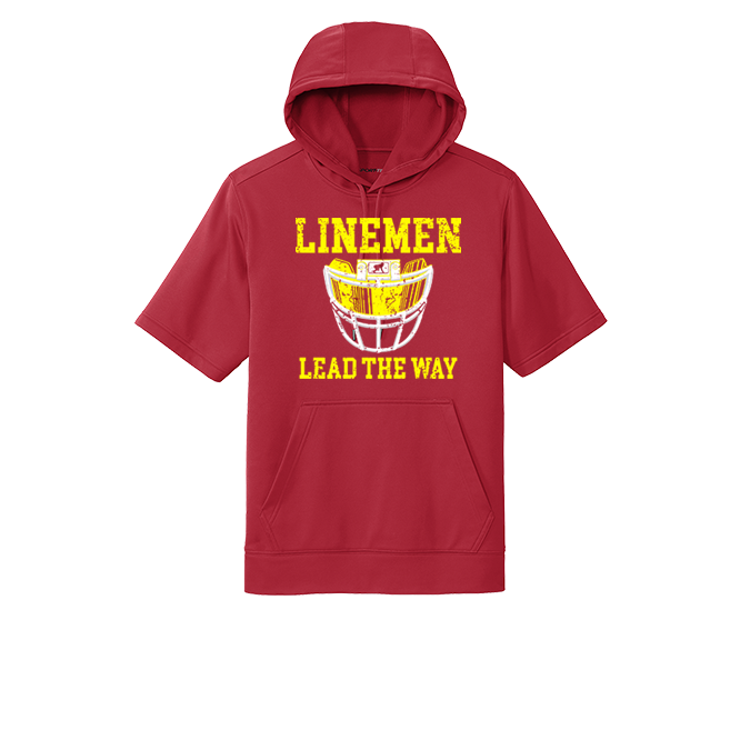 LINEMEN LEAD THE WAY (Black) - Short Sleeve Hoodie