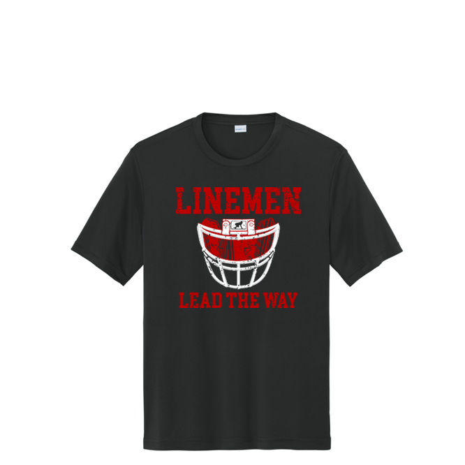 LINEMEN LEAD THE WAY (Red) - Performance Tee