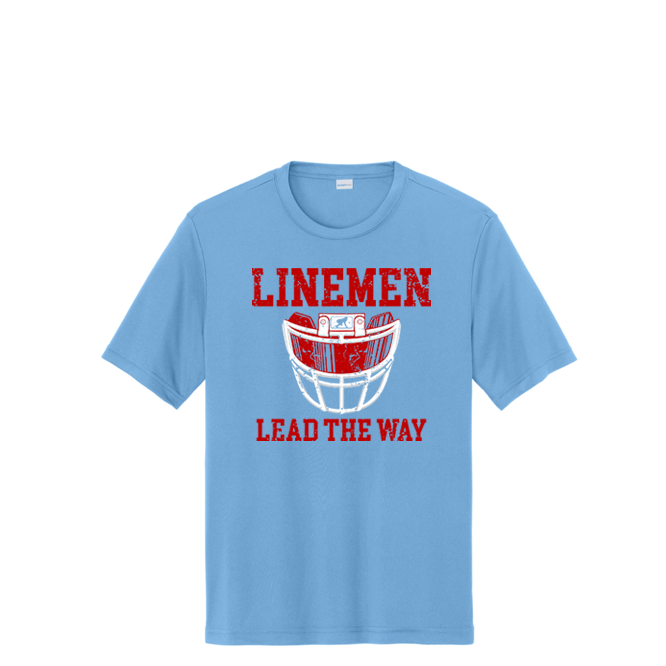 LINEMEN LEAD THE WAY (Red) - Performance Tee