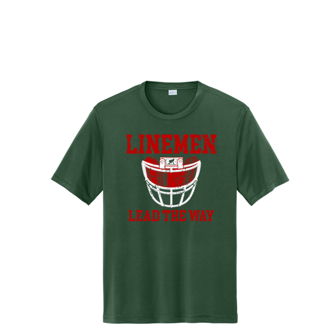 LINEMEN LEAD THE WAY (Red) - Performance Tee