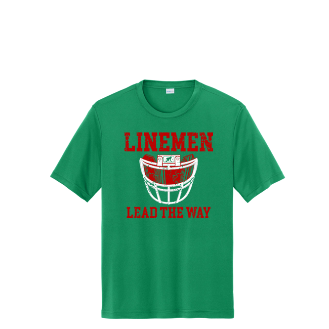 LINEMEN LEAD THE WAY (Red) - Performance Tee