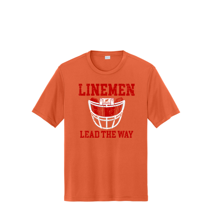 LINEMEN LEAD THE WAY (Red) - Performance Tee