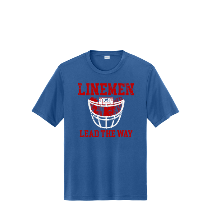 LINEMEN LEAD THE WAY (Red) - Performance Tee