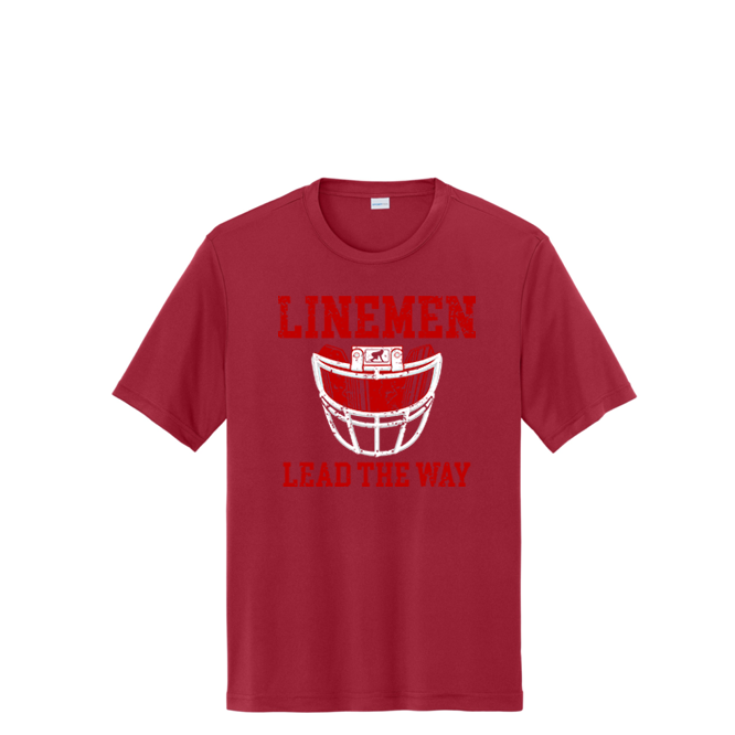 LINEMEN LEAD THE WAY (Red) - Performance Tee