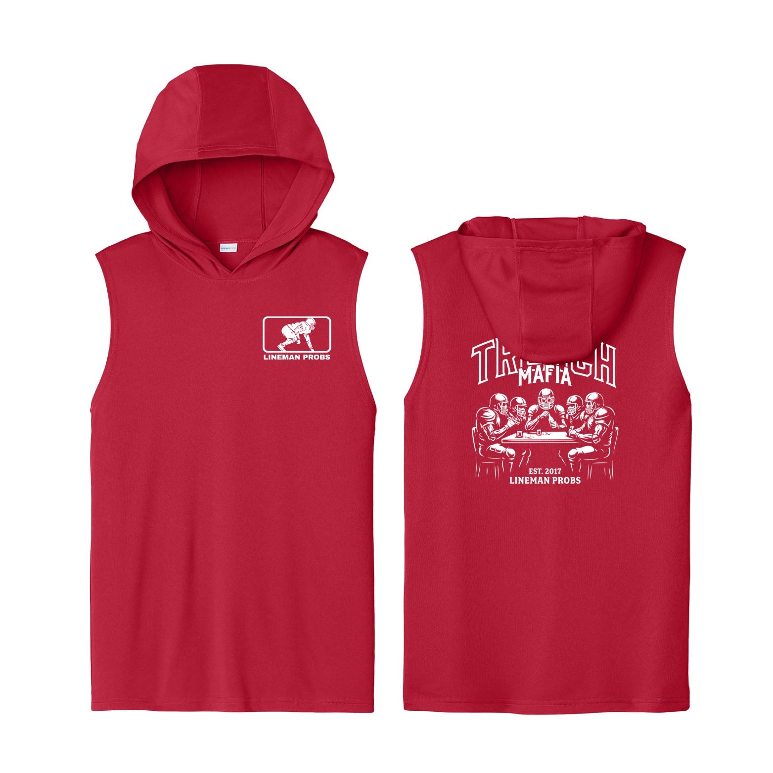 BIG BONED - TRENCH MAFIA (White) - Hooded Muscle Tee