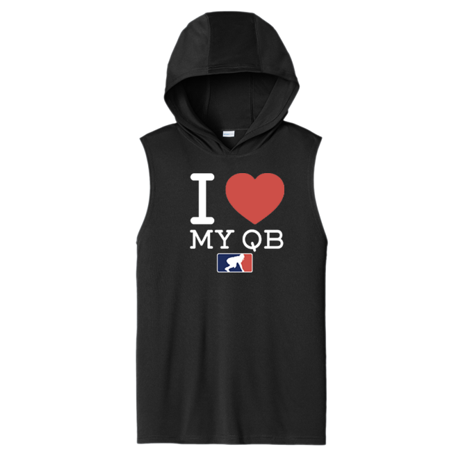 I <3 MY QB - Hooded Muscle Tee