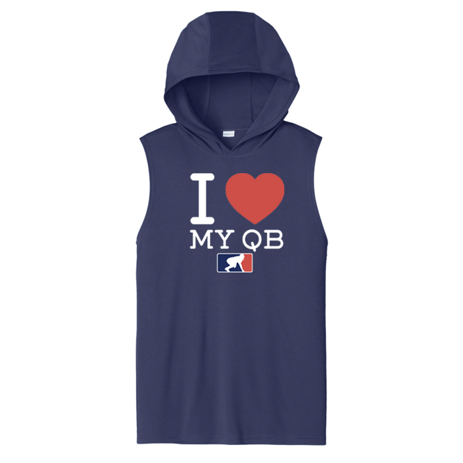 I <3 MY QB - Hooded Muscle Tee