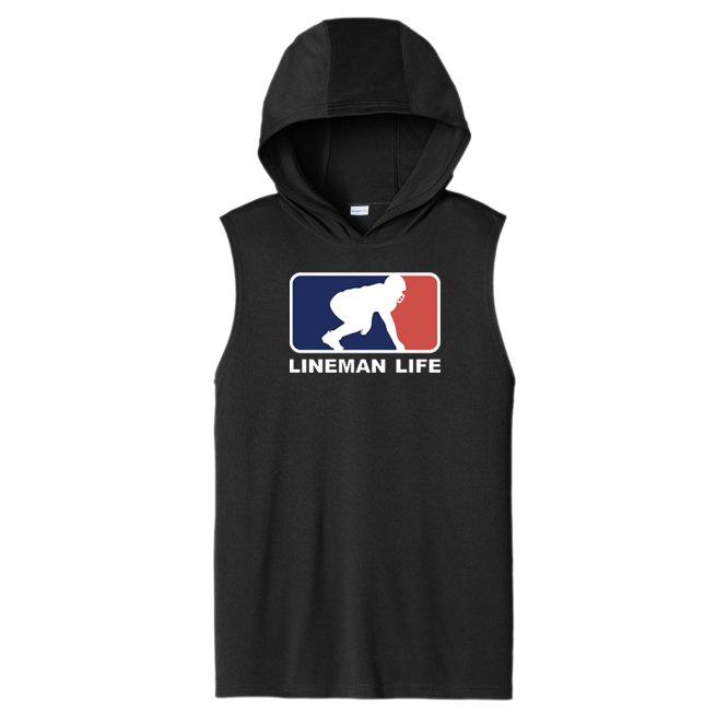 LINEMAN LIFE LOGO - Hooded Muscle Tee