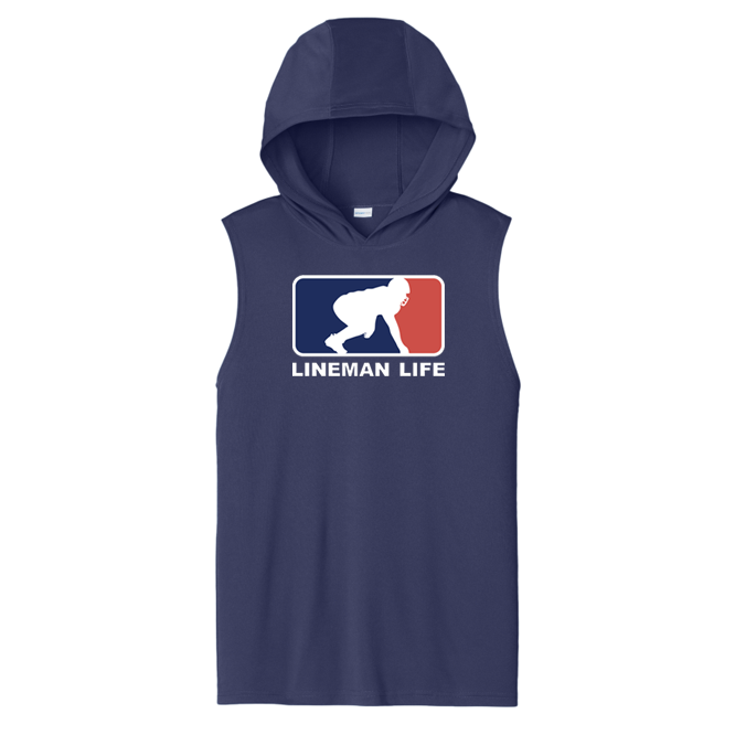 LINEMAN LIFE LOGO - Hooded Muscle Tee