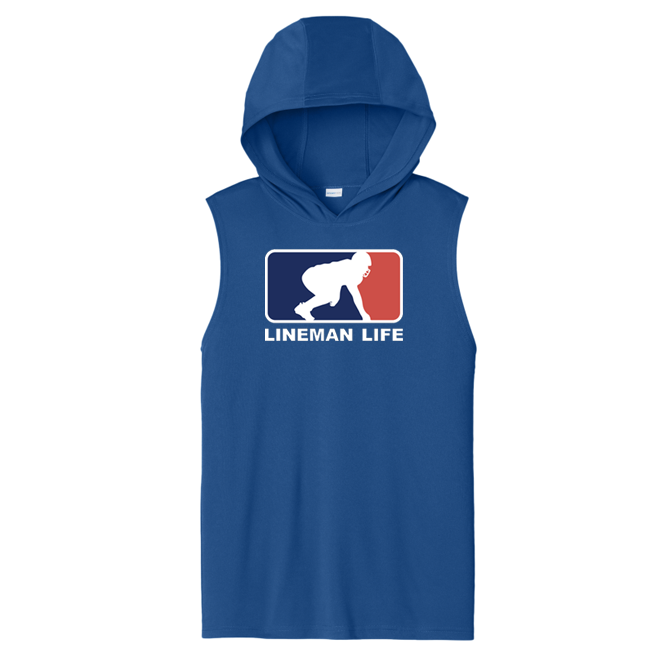 LINEMAN LIFE LOGO - Hooded Muscle Tee