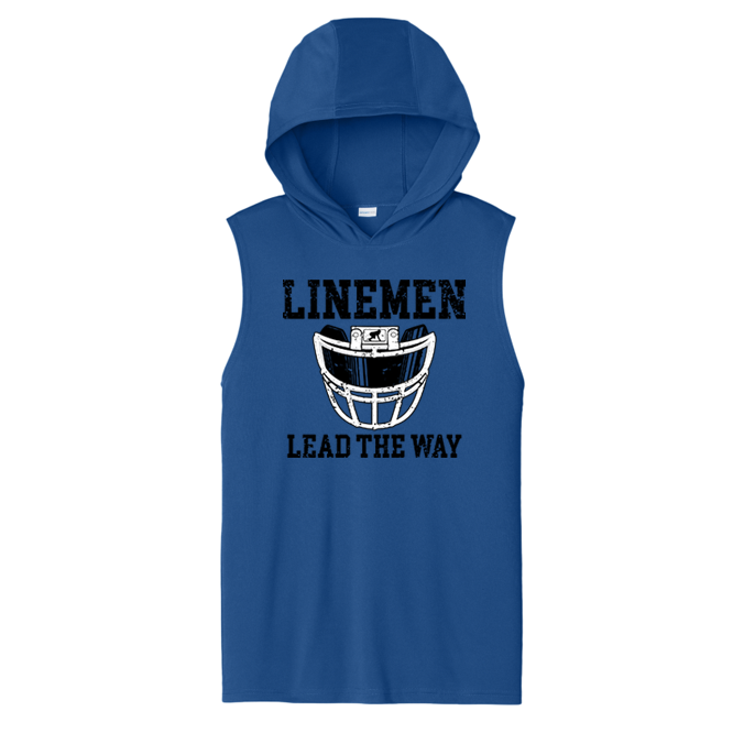 LINEMEN LEAD THE WAY (Black) - Hooded Muscle Tee