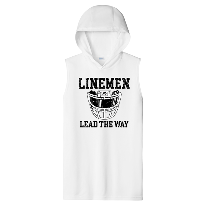 LINEMEN LEAD THE WAY (Black) - Hooded Muscle Tee