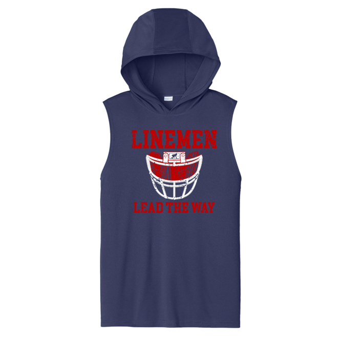 LINEMEN LEAD THE WAY (Red) - Hooded Muscle Tee