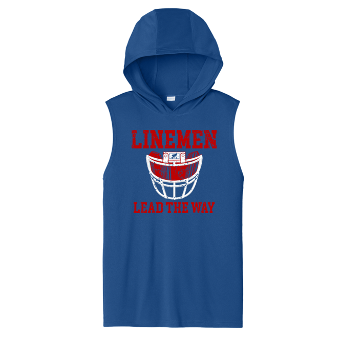 LINEMEN LEAD THE WAY (Red) - Hooded Muscle Tee