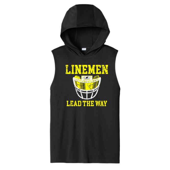 LINEMEN LEAD THE WAY (Yellow) - Hooded Muscle Tee