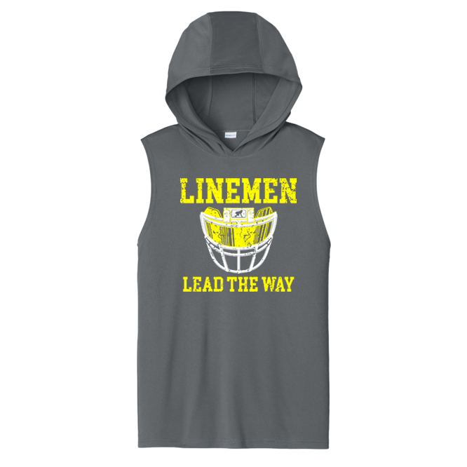 LINEMEN LEAD THE WAY (Yellow) - Hooded Muscle Tee