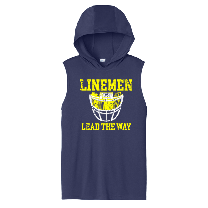 LINEMEN LEAD THE WAY (Yellow) - Hooded Muscle Tee