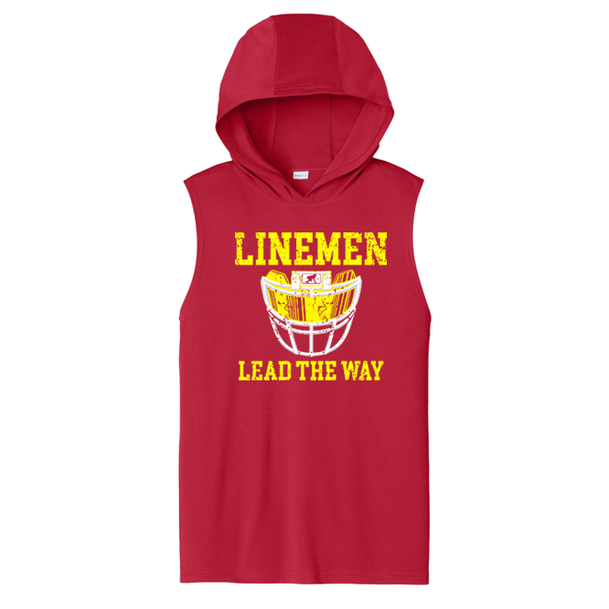 LINEMEN LEAD THE WAY (Yellow) - Hooded Muscle Tee
