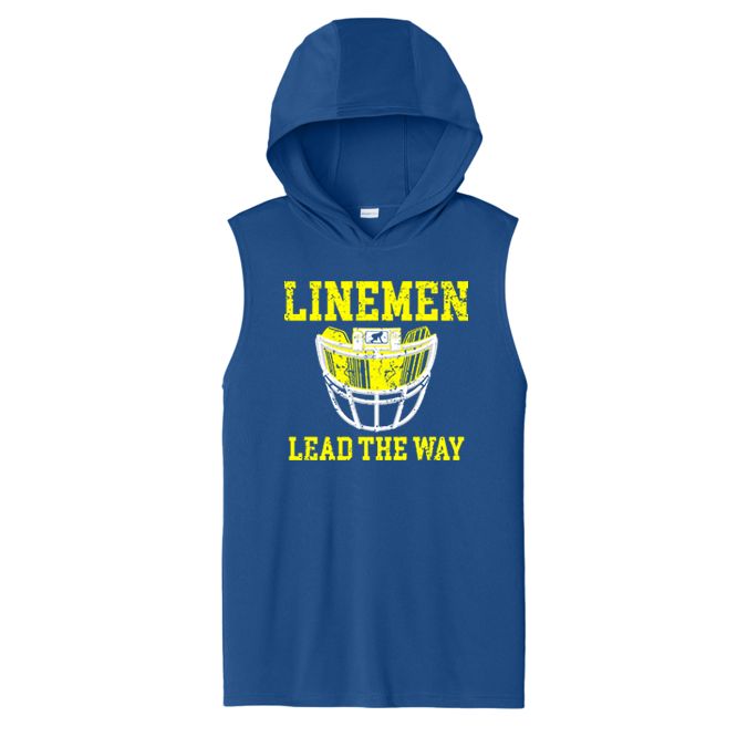 LINEMEN LEAD THE WAY (Yellow) - Hooded Muscle Tee