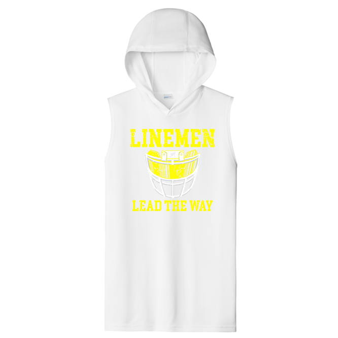 LINEMEN LEAD THE WAY (Yellow) - Hooded Muscle Tee