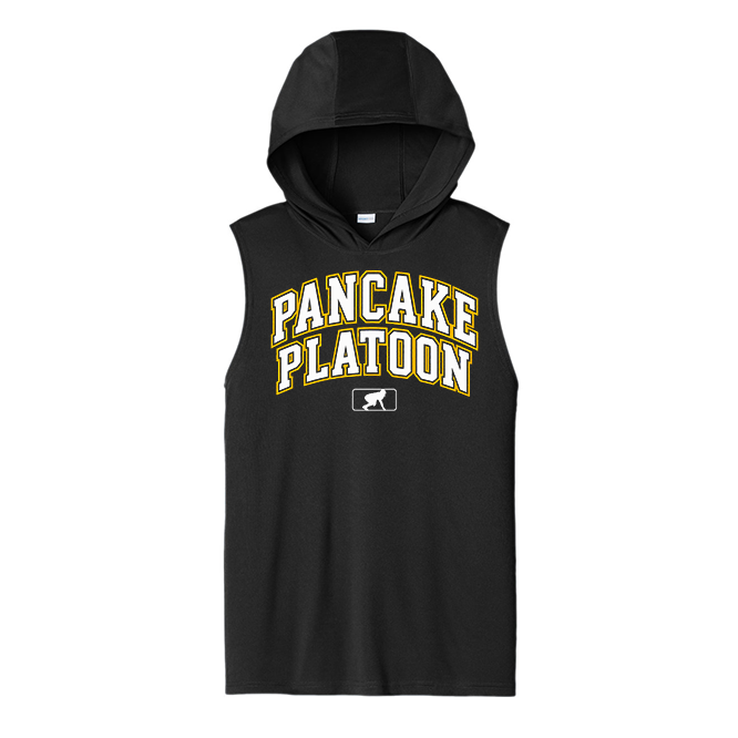 PANCAKE PLATOON (Collegiate) - Hooded Muscle Tee