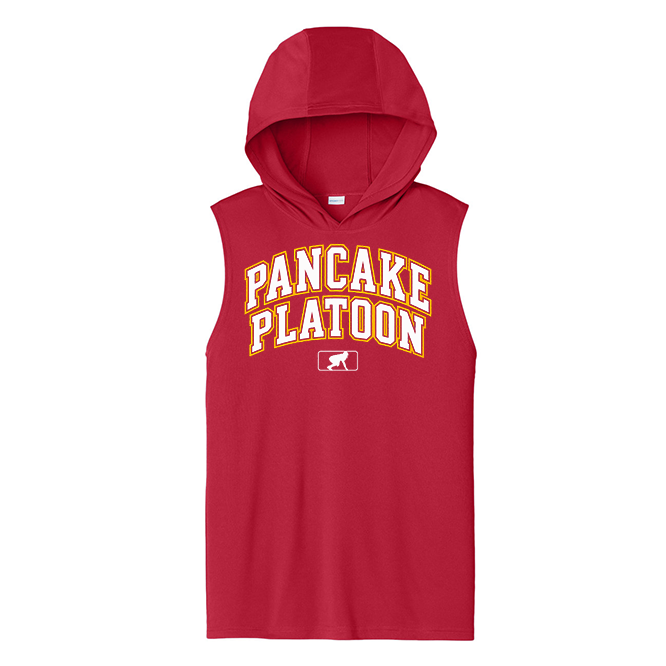 PANCAKE PLATOON (Collegiate) - Hooded Muscle Tee